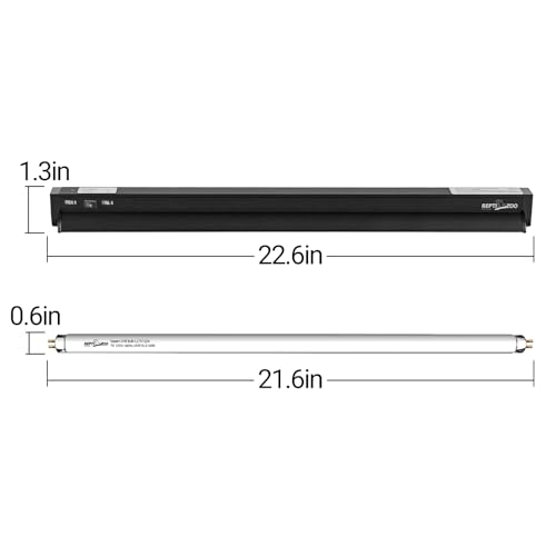 REPTI ZOO Switchable UVB Light for Reptiles, 24W T5 UVB Light Combo Kit for Tropical & Desert Reptile, 22.6" Terrarium Hood Lamp Fixture with UVB 10.0 Bulb for Bearded Dragon Snake Gecko Lizard Turtle - size: 22.6 IN