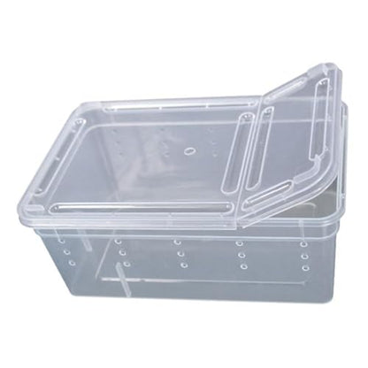 Hypeety Reptile Breeding Box Clear Plastic Enclosure Terrarium for Reptiles | With ventilated lid, portable transport container, pet feeding/hatching, for lizard/turtle/spiders/geckos/frog, 7.4x4.1x2.9''