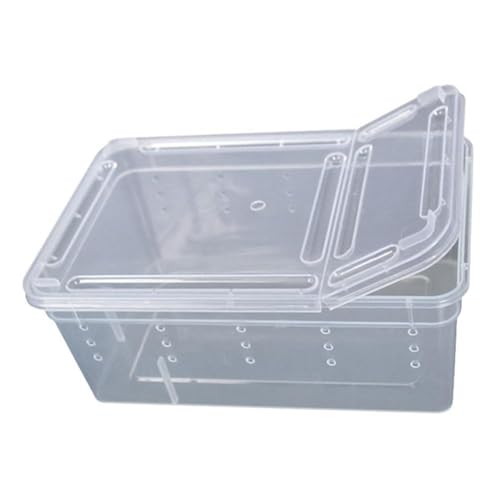 Hypeety Reptile Breeding Box Clear Plastic Enclosure Terrarium for Reptiles | With ventilated lid, portable transport container, pet feeding/hatching, for lizard/turtle/spiders/geckos/frog, 7.4x4.1x2.9''
