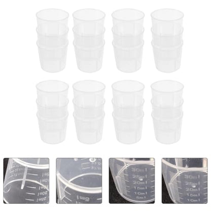 100 Pcs Reusable Washable Measuring Cups Multifunctional Scale Bowls for Reptile Feeding and Storage, White Plastic Containers Suitable for Lizards and Crawling Pets