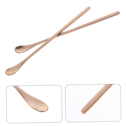 2pcs Stainless Steel Reptile Food Spoon Portable Small Animal Feeding Scoop for Lizards Geckos and Other Pets and Easy to Use Feeding Tool - color: Golden