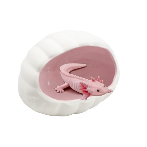Axolotl Hide Shell Cave, Ceramic Shell-Shaped Fish Tank Hideout, Aquarium Decor Shelter for Small Pet Frog Fish Betta Playing or Hiding Tank Décor, Pink