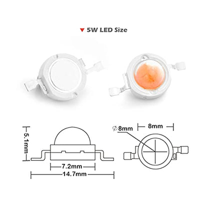 CHANZON 10pcs High Power Led Chip 5W Full Spectrum Plant Grow Light | (380nm - 840nm / 600mA - 700mA / DC 6V - 7V / 5 Watt) SMD COB Emitter Diode Components for DIY Hydroponic Flowers Growing - color: L) Full Spectrum (380-840nm)