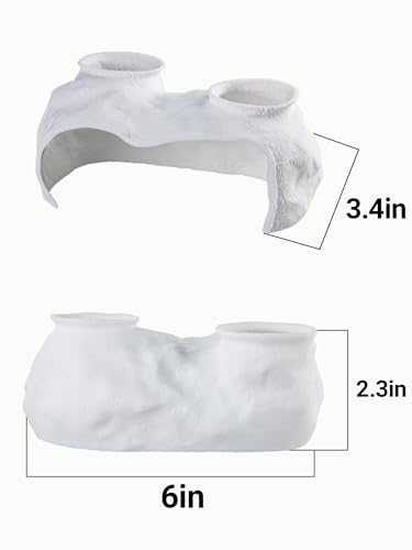Dual-Entrance Rock-Texture Cave – Fish Tank Shelter & Aquarium Decor with 2 Tunnels, 6×3.4×2.3in (White) - color: White