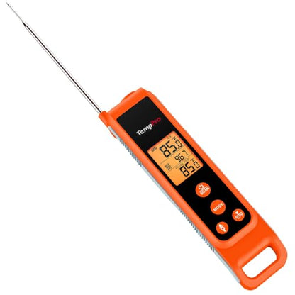 TempPro TempScan 2-in-1 Infrared Thermometer Gun with Meat Probe | Instant Read Thermometer for Grilling, Non-Contact Infrared Thermometer for Cooking Pizza Oven Griddle HVAC Pool AC Vent - style: IR Thermometer with Meat Probe