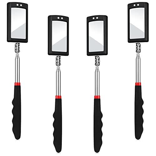 BBTO 4 Pcs LED Inspection Mirror | Telescoping Flexible Tool for Mechanics, Checking Vehicle Engine Parts, HVAC Systems, Tight Spaces, Non-slip Grip Handle - size: 1.97 x 3.15 Inches/ 5 x 8 cm, style: Modern