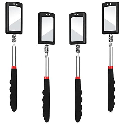 BBTO 4 Pcs LED Inspection Mirror | Telescoping Flexible Tool for Mechanics, Checking Vehicle Engine Parts, HVAC Systems, Tight Spaces, Non-slip Grip Handle - size: 1.97 x 3.15 Inches/ 5 x 8 cm, style: Modern