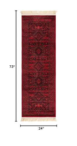 Unique Loom Tekke Collection Area Rug - Sheibani (2' x 6' 1" Runner, Red/ Black) - size: 2' x 6'1" (Runner)