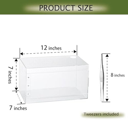 Acrylic Terrarium for Reptiles & Spiders – Small/Medium/Large Leak-Proof Enclosure (Horizontal/Vertical) | Ideal for Tarantulas, Jumping Spiders, Frogs & Geckos (Large, Horizontal) - size: Large