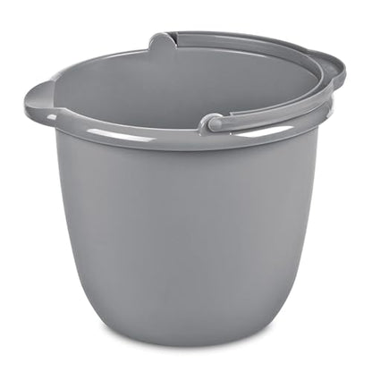 10 Qt. Spout Pail Classic Titanium,Gray Plastic Bucket with Pour Spout and Handle for Cleaning, Mopping, Gardening