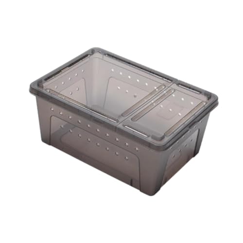 Reptile Feeding Box Climbing Pet Breeding Box Portable with Small Vents Turtle Transport Container Hatching Case for Scorpion, Black