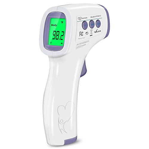 Digital Thermometer for Adults and Kids, No Touch Forehead Thermometer for Baby, 2 in 1 Body Surface Mode Infrared Thermometer with Fever Alarm and Instant Accuracy Readings - color: Purple