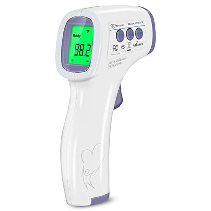 Digital Thermometer for Adults and Kids, No Touch Forehead Thermometer for Baby, 2 in 1 Body Surface Mode Infrared Thermometer with Fever Alarm and Instant Accuracy Readings - color: Purple