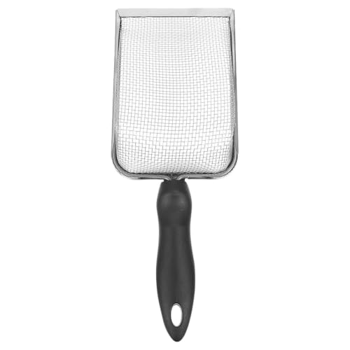 Stainless Steel Reptile Tank Maintenance Tool with Arched Blade and Curved Shovel Face for Efficient Cleaning in Lizard Cages and Reptile Terrariums, Mesh Size 3.8x3.8mm Sand