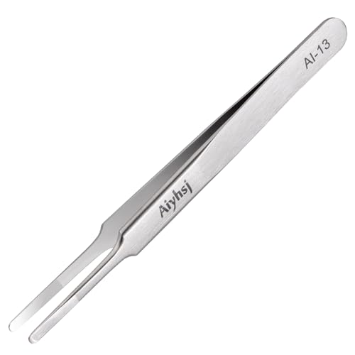 Precision Tweezer, Upgraded Flat Tip Round, High-end Stainless Steel | Tweezers for Craft, Electronics, Laboratory Work, Also Great Precision for Hair and Ingrown Hair Removal - style: Flat Tip Round (4.72in)