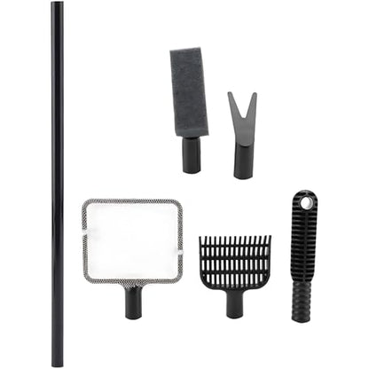 4 in 1 Portable Aquarium Cleaning Tool Kit Fish Tank Cleaning Set with Long Handle Fish Tank Cleaner Net, Shovel, Sponge, Plant Fork - Saltwater & Freshwater Fish Tank