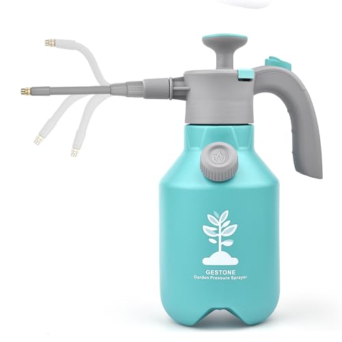 Garden Hand Pump Sprayer 1/2 Gallon, Plant Mister Spray Bottle 2L | Handheld Pressure Sprayer with 360° Extended Spray Rod, Side Water Inlet Design, Adjustable Nozzle & Safety Valve