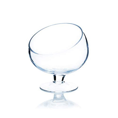 WGV Slant Cut Bowl Glass Vase with Stand, Width 8.25", Height 8.75", Clear Planter Terrarium, Candy Dish, Fruit Jar for Wedding Party Event, Home Office Decor, 1 Piece - size: Pedestal 8.5"H