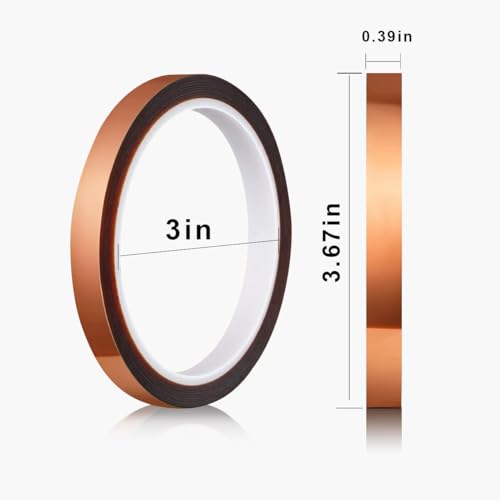 Heat Tape for Sublimation, 2 Rolls 0.5 Inch x 108Ft Polyimide Heat Resistant Tape, High Temp Thermal Tape for Heat Press Soldering, No Residue Heat Transfer Tape for Circuit Board 3D Printing - size: 10MM