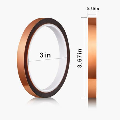 Heat Tape for Sublimation, 2 Rolls 0.5 Inch x 108Ft Polyimide Heat Resistant Tape, High Temp Thermal Tape for Heat Press Soldering, No Residue Heat Transfer Tape for Circuit Board 3D Printing - size: 10MM