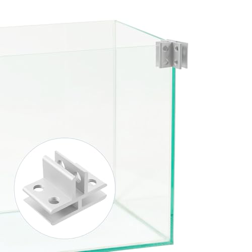 VILLCASE Glass Clamp Alloy Bracket for 5-8mm Glass Shelves Clips, Silver T-Shaped Connector for Aquarium Lid, Terrarium Screen Cover, Fish Tank Fixing and Shelf Support