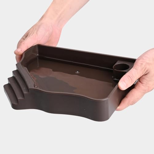 Reptile Water Feeder Automatic Water Dispenser with Ramp Extra Large Reptile Bathing Pool for Gecko, Snake, Turtle, Bearded Dragon, Lizard Bath Aquarium Ornament - size: without Bottle