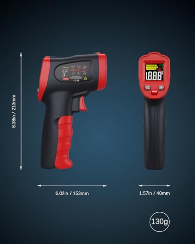 Infrared Temperature Thermometer Gun, Digital Non-Contact Laser Temp Gun Measuring Surface & Ambient Temperature for Kitchen Cooking Food Pizza Oven Grill Meat -58℉ to 1112℉
