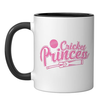 Cricket Princess Ball Sport Hobby Team Ceramic Mug, Black/White, 11oz - color: Black/White, size: 11 Ounces