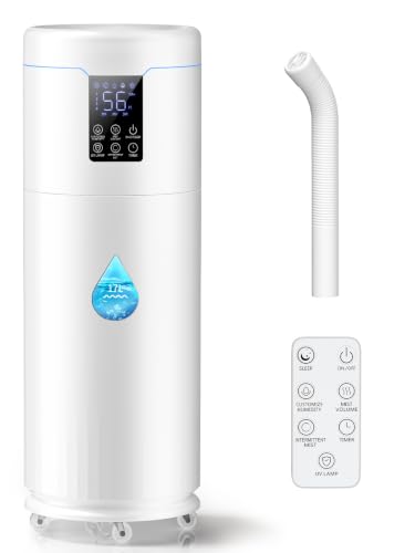 Humidifiers for Large Room Home Bedroom 2000 sq.ft. 17L/4.5Gal Large Humidifier with Extension Tube & 4 Speed Mist,Top Fill Wholehouse Humidifier with 360°Nozzle for Plant Office Commercial Greenhouse - color: White