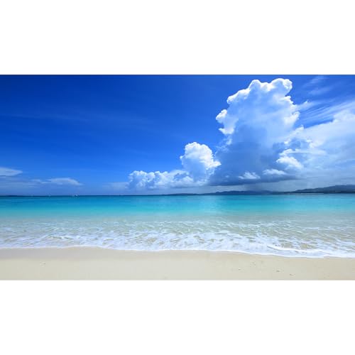 Tropical Beach Aquarium Background Ocean Sea Sandbeach Fish Tank Background Ocean Seascape Terrarium Backgrounds Sunny Blue Sky Clouds Seacoast Ocean Sea Waves Reptile Tank Backgrounds 72x16in - color: Blue, size: 72(W)x16(H)inches/ 180(W)*40cm(H)