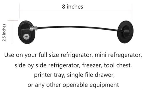2 Pack Refrigerator Door Locks with 4 Keys, File Drawer Lock, Freezer Door Lock and Child Safety Cabinet Locks by REZIPO Black