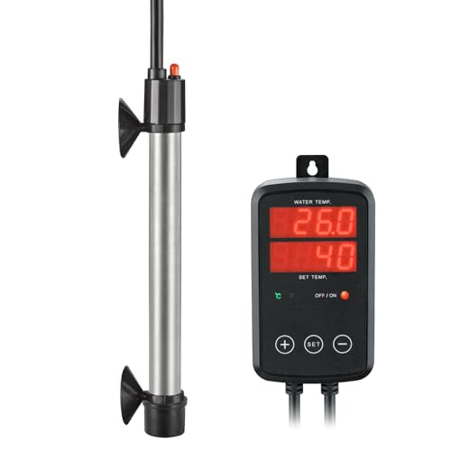 500W Titanium Aquarium Heater, Submersible Fish Tank Heater with Digital Display Temperature Controller, 0℃-40℃ Adjustable, Fast Heating for 65~95 Gal Saltwater Reef Fish Tank, MX-9016(500W) - size: 500W