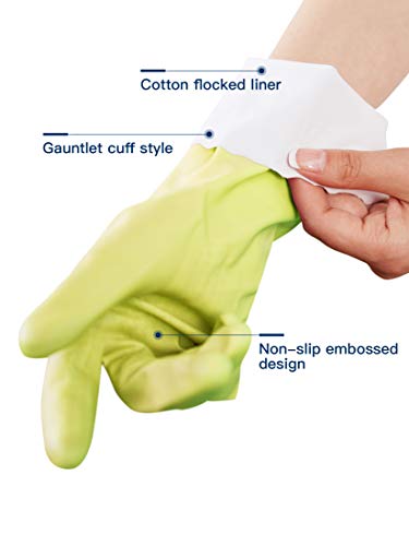 LANON wahoo Cleaning Gloves with Cotton Flocked Liner,Bud Tender,Large | Skin-Friendly,Dish Washing,Reusable,Latex Free,DEHP-Free,Non-Slip,Dishwashing Household Kitchen Gloves - color: Bud Tender, size: Large (Pack of 1)