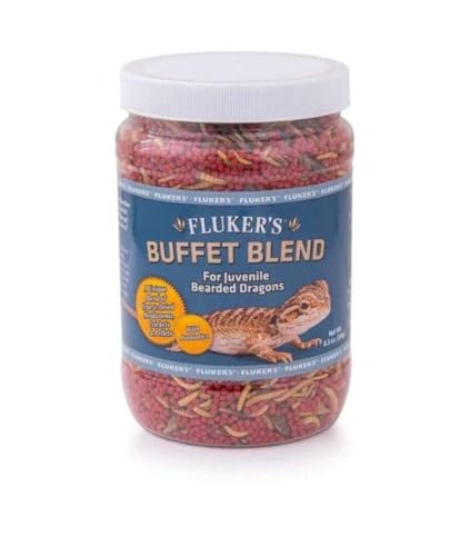 Fluker's Buffet Blend Juvenile Bearded Dragon Diet, Mealworms, Crickets and Pellets, 9 oz - size: 8.5 Ounce (Pack of 1)