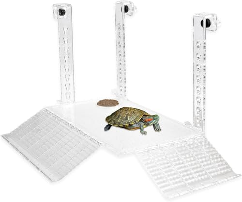AnRui Acrylic Turtle Hanging Basking Platform 17.9" x 12" for 20-30 Gallon Fish Tank, Easy to Observe