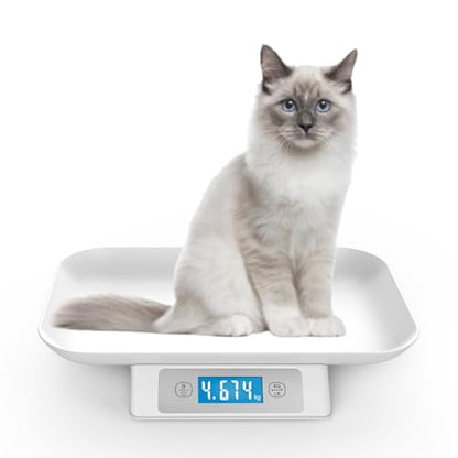 Digital Pet Scale for Small Adult Cats and Animals, Measuring Range 0.1oz-33lbs, Accuracy 1g/0.035oz, Units g/kg/lb/oz/tl/ml, Suitable for Kittens, Puppies, Snakes,and Small Dog (Grey) - color: grey