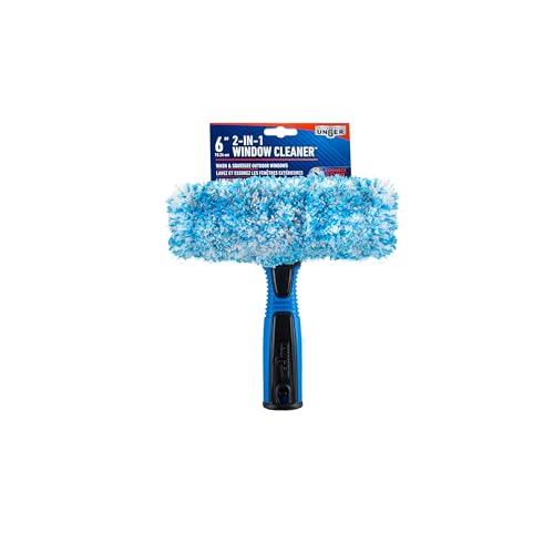Unger Professional Connect and Clean 2-in-1 Squeegee and Scrubber, 6” Window Cleaning Tool, Commercial and Residential Use, Washer Cleaner Supplies to Remove Excess Water and Dry - size: 6-inch, style: 6" 2-in-1 Window Cleaner II