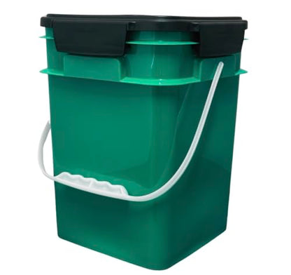 4 Gallon Square Food Grade Bucket Pail with Plastic Handles and Lid (Pack of 3) Made in USA containers (Dark Green - Black lids) - color: Dark Green - Black Lids