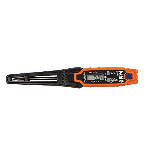 Klein Tools ET05 Digital Pocket Thermometer, HVAC Instant Read Thermometer with Backlit Display, Wide Measurement Range, Fahrenheit and Celsius - style: Digital