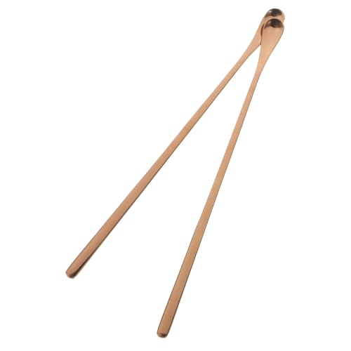 WOONEKY 2pcs Reptile Tong for Reptile Food Small Pet Feeding Spoon Gecko Feeding Tool Easy to Use Lizard Scoop - color: Rose Gold