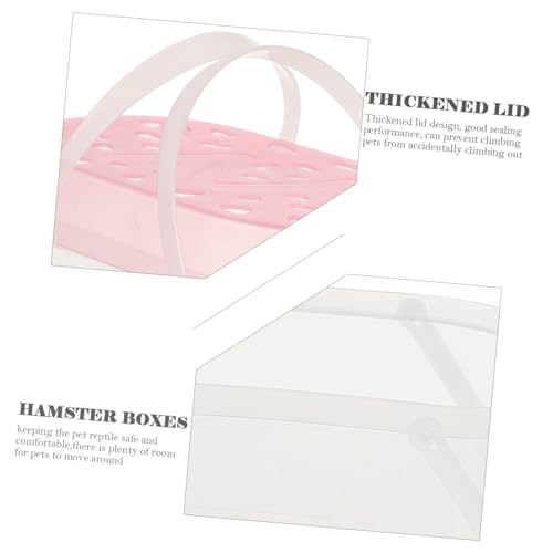 2pcs Small Pet Carriers Portable Hamster Cages Reptile Containers Medium Pink Handheld Outdoor Travel Turtle Boxes
