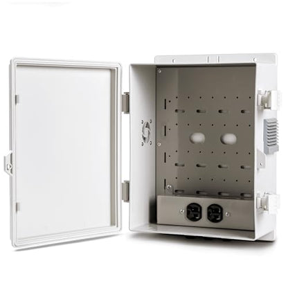 Namunanee Outdoor Electrical Junction Box, ABS Water Resistant Enclosure with Internal Mounting Panel & Hinged Cover (13" H* 9.2" L* 4.6" W & Outlet) - size: 13"H x 9.2"L x 4.6"W & Outlet