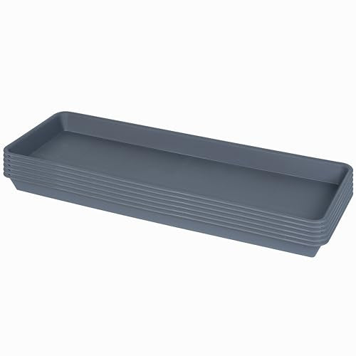 VUWEZ 6 Pack Rectangular Plastic Plant Tray Saucer, Gray, 6 x 11 Inch, Indoor/Outdoor, Durable & Water Resistant - color: Gray, size: 11'' x 6'' x 1.0'' (6 pack)