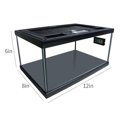 Reptile Glass Terrarium Tank 12"*8"*6",Small Cage Full View with Top Screen Ventilation Habitat Enclosure for Tarantula,Frog,Gecko,Insects,Spiders,Snakes,Hermit Crab,Turtle,Fish - size: 12*8*6inch