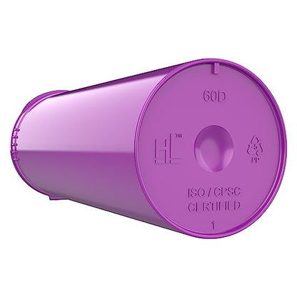 60 Dram CR Plastic Packaging Pop Top Containers - Child Resistant Travel Holder Vial Bottles - 75 qty (Purple) - color: Purple