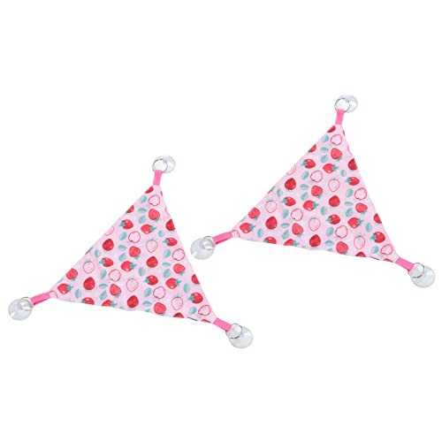 Zerodis Reptile Hanging Bed, Bearded Dragon Strawberry Hammock Hanging Lounger with Adhesive Suction Cup for Climbing Guinea Pig Hamster Lizard 2pcs - size: Pink strawberry size S