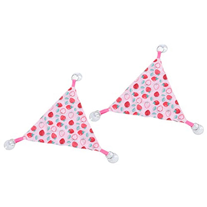 Zerodis Reptile Hanging Bed, Bearded Dragon Strawberry Hammock Hanging Lounger with Adhesive Suction Cup for Climbing Guinea Pig Hamster Lizard 2pcs - size: Pink strawberry size M