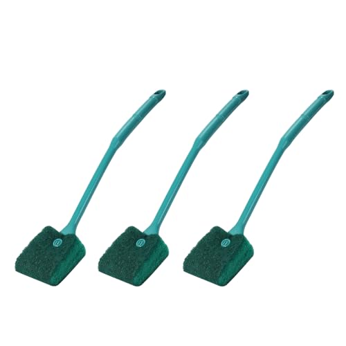 AQUANEAT 3pcs Fish Tank Cleaning Tools, Aquarium Double Sided Sponge Brush, Algae Scraper Cleaner with Long Handle - size: 3pcs