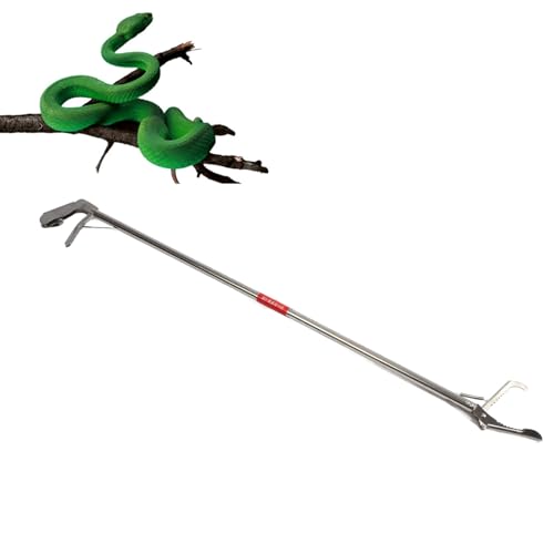 Folding Snake Grabber Tool, Extra Long Self Locking Stainless Steel Reptile Grabber Catcher, with Safe Handling Tool, Easy to and Maintain for Snake Farmers