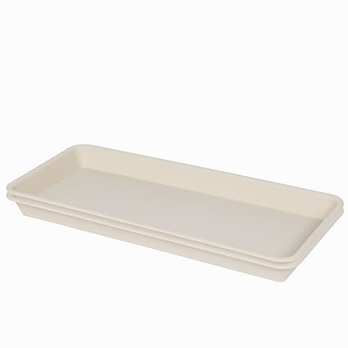 VUWEZ 2 Pack Plastic Plant Tray Saucer, Rectangular, Indoors Outdoor, Water Drip Tray for Flower Pot Planter, Windowsill (6 X 11 Inch, Beige) - color: Beige, size: 11'' x 6.1'' x 1.0'' (2 pack)